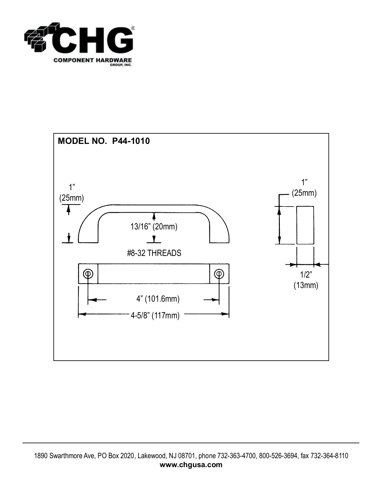 Component Hardware P44-1010 User Manual