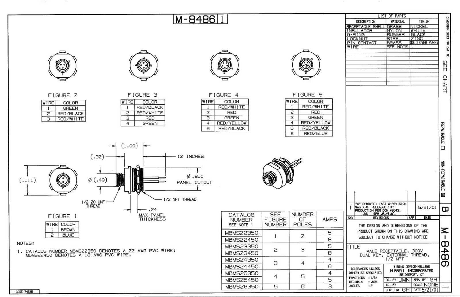 Hubbell MBMS25350 Reference Drawing