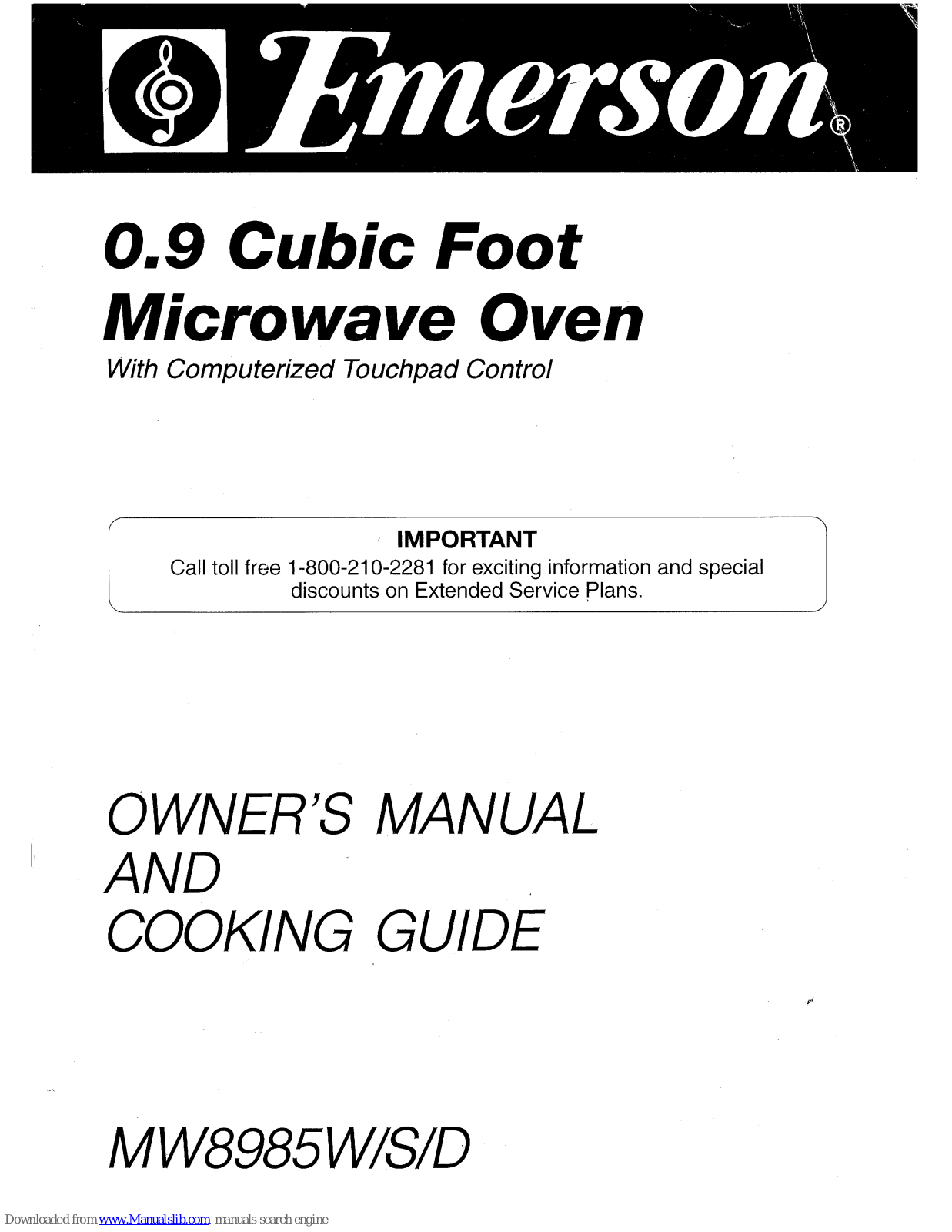 Emerson MW8985W, MW8985S, MW8985D Owner's Manual