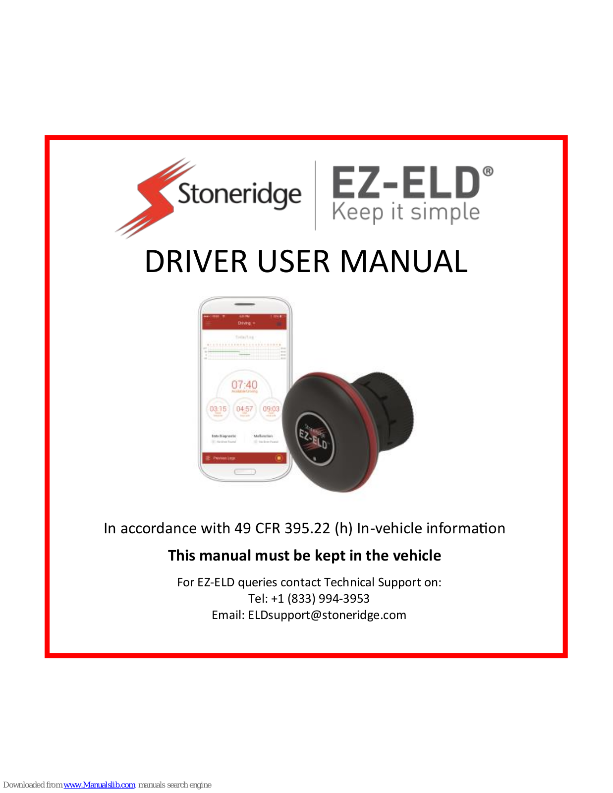 Stoneridge ELD1.0, EZ-ELD Driver Users Manual - ManualMachine.com