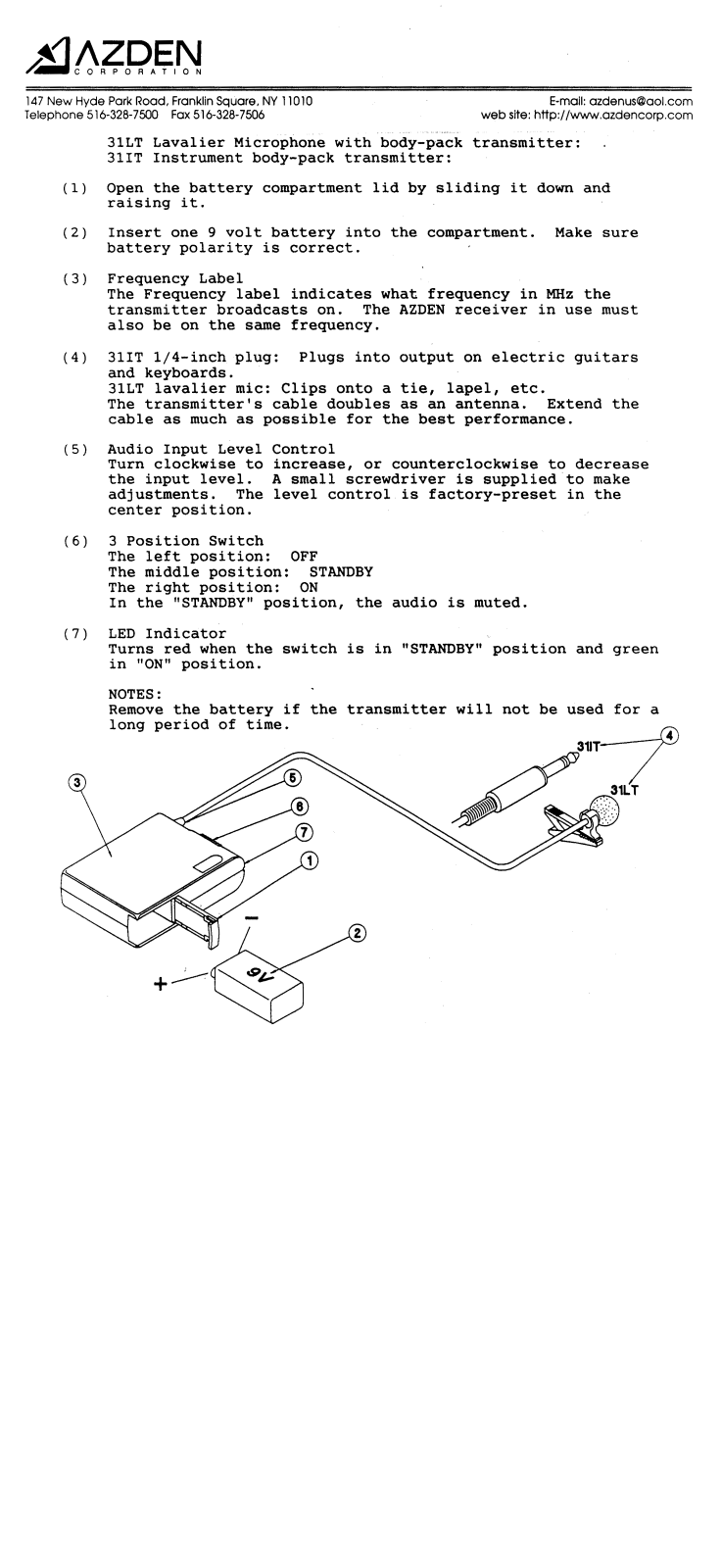 Azden 31LTH Users Manual