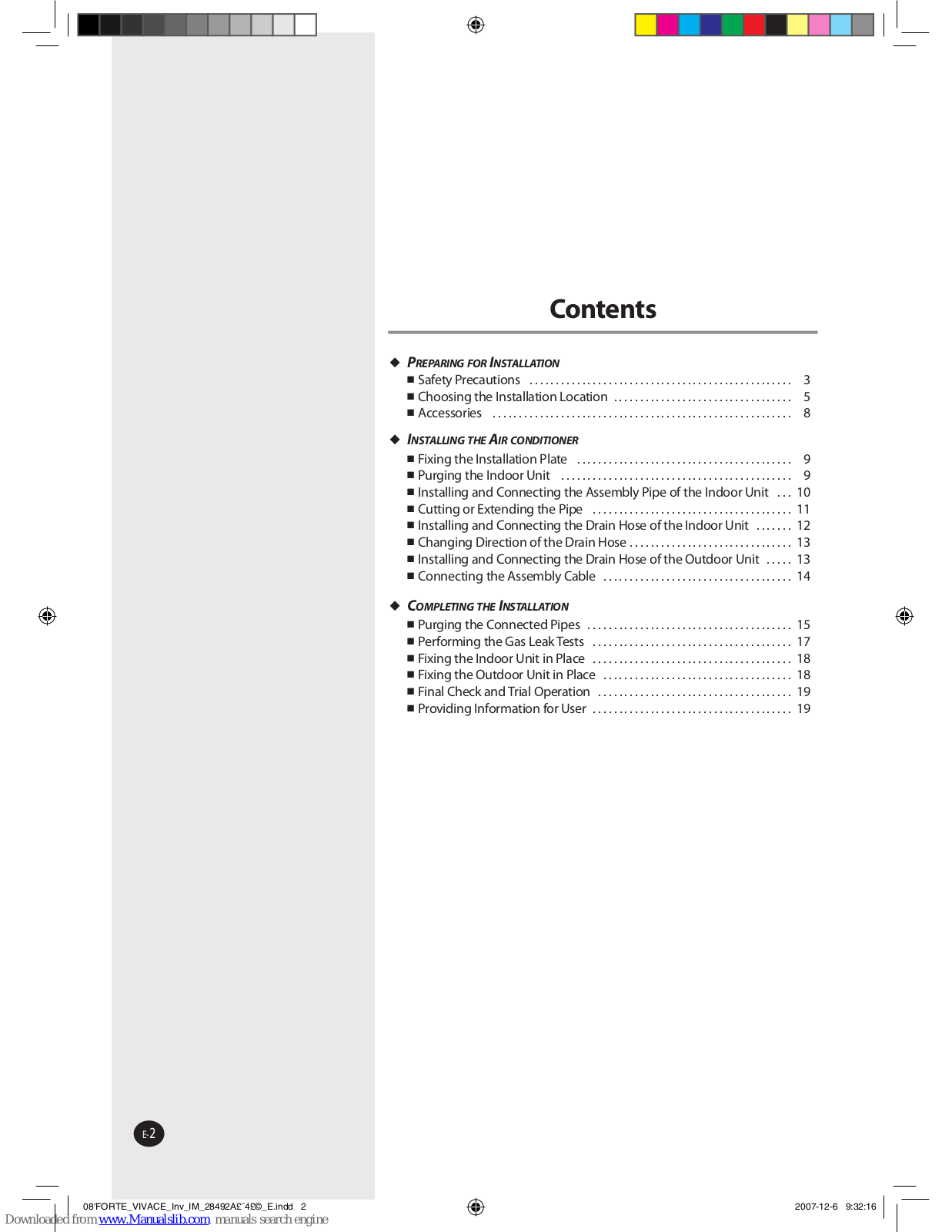 Samsung AQV12NS Series, AQV18F Series, AQV18NS Series, AQV24NS Series, AQV09VB Series Installation Manual