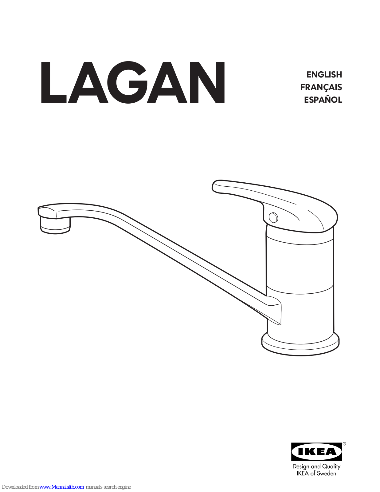 IKEA LAGAN AA-290704-1, ALSVIK SINGLE KITCHEN FAUCET SS COL NA, LAGAN Assembly Instructions Manual