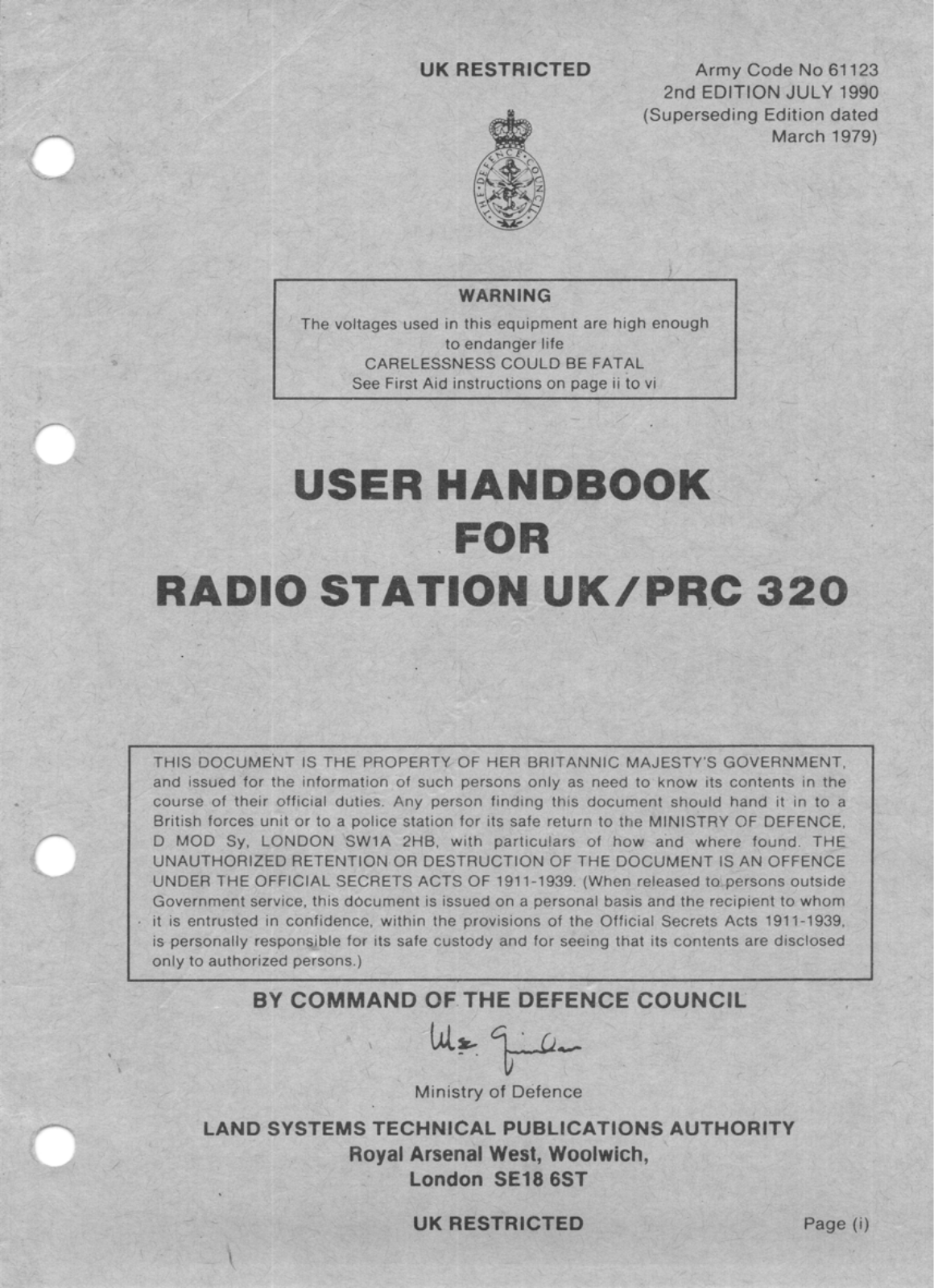 Clansman UK-PRC-320 User Handbook