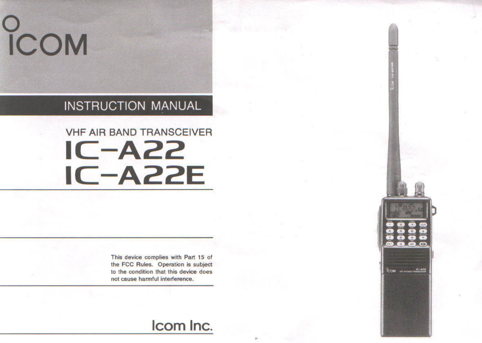 Icom IC-A22E User Manual