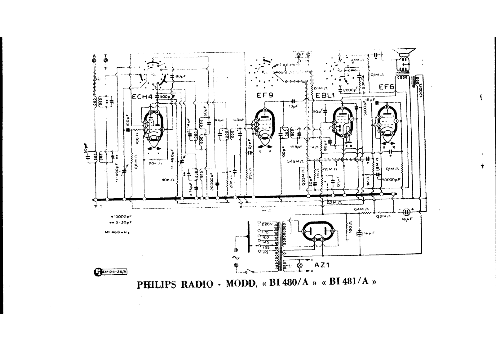 Philips bi480a, bi481a schematic