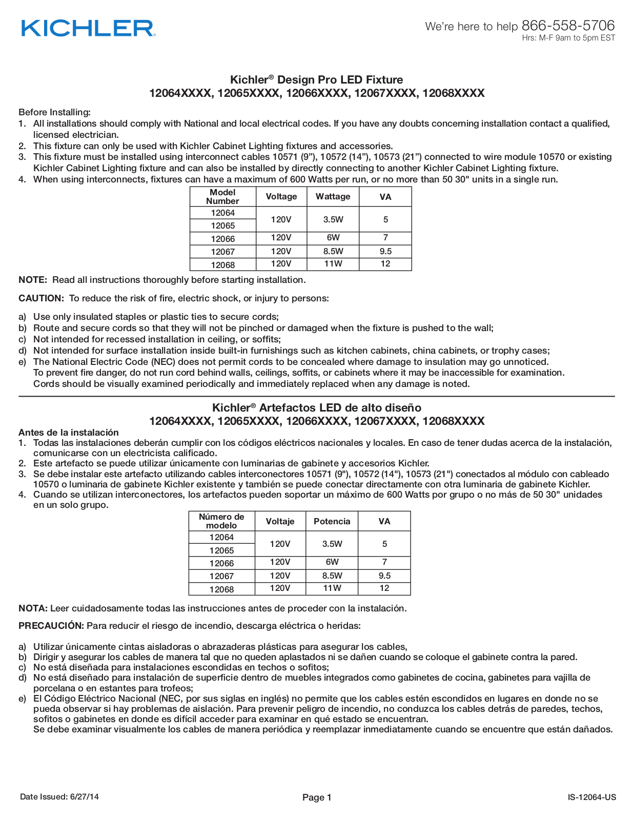 Kichler 12064 User Manual