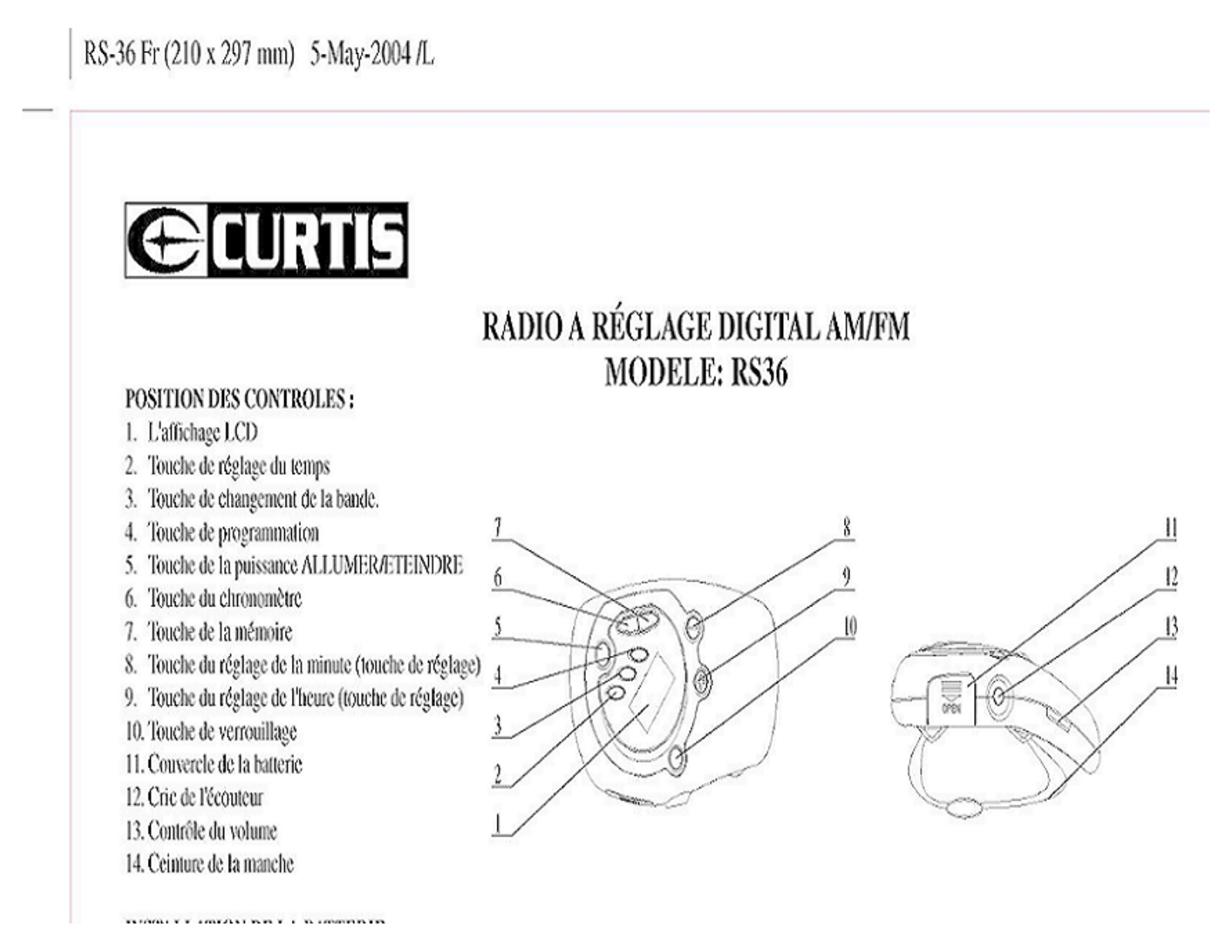 CURTIS RS36 User Manual