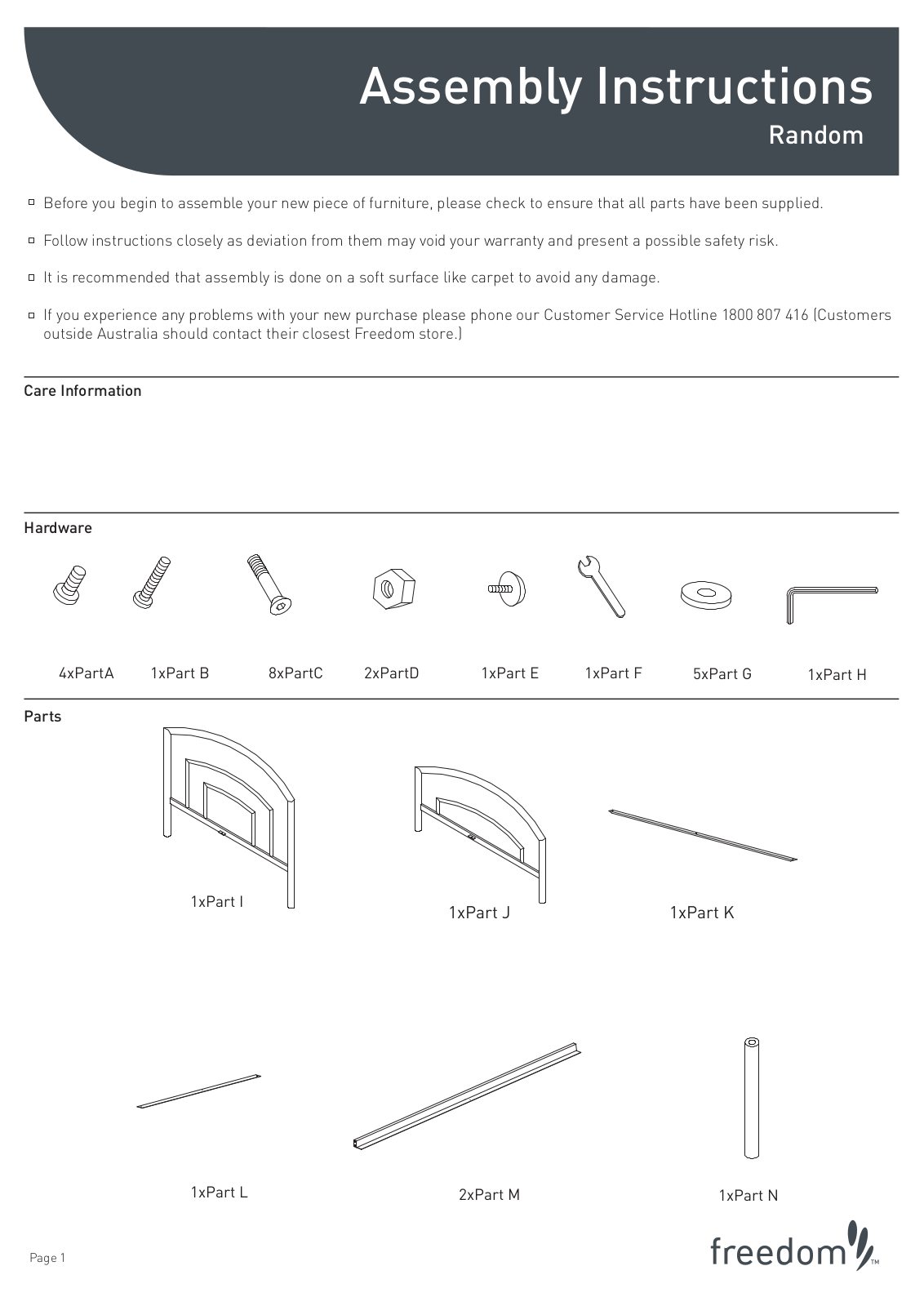 Freedom Random Bed Assembly Instruction