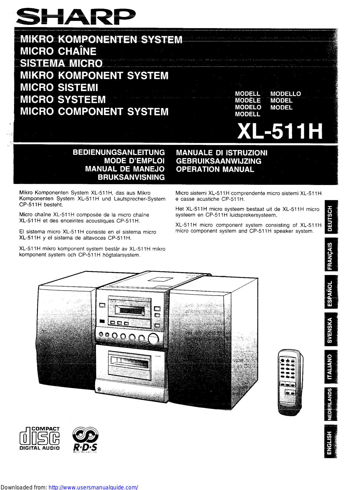 SHARP XL-511H User Manual