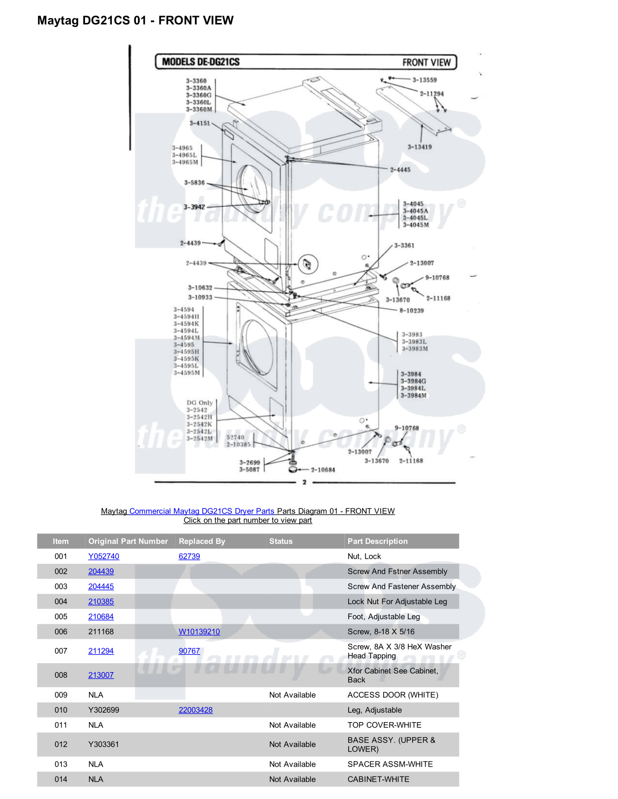 Maytag DG21CS Parts Diagram