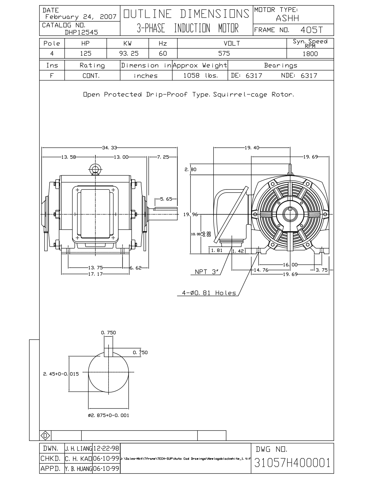 Teco DHP12545 Reference Drawing