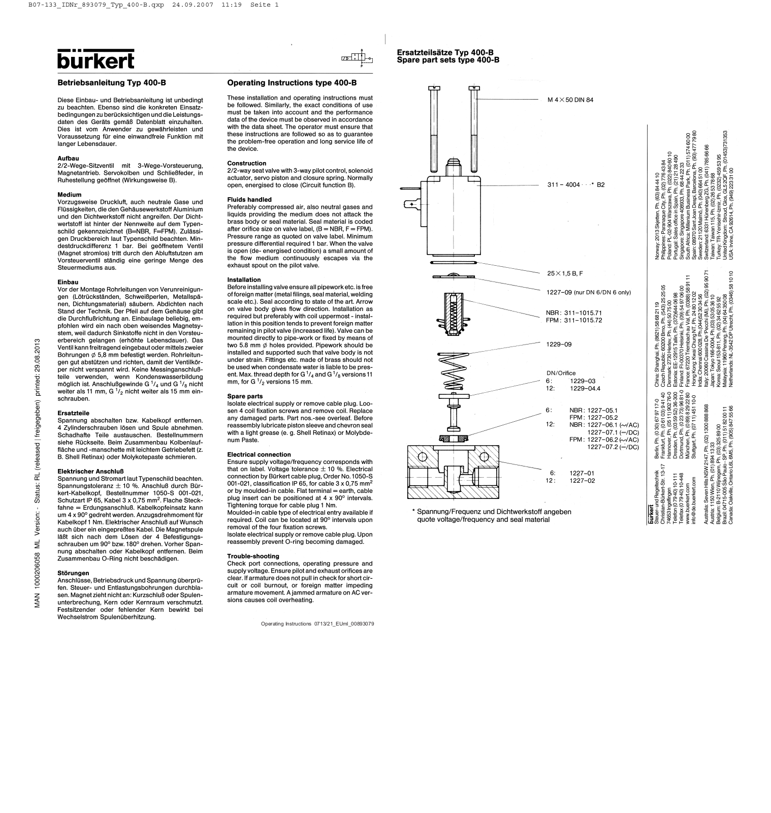 Burkert 0400 User Manual