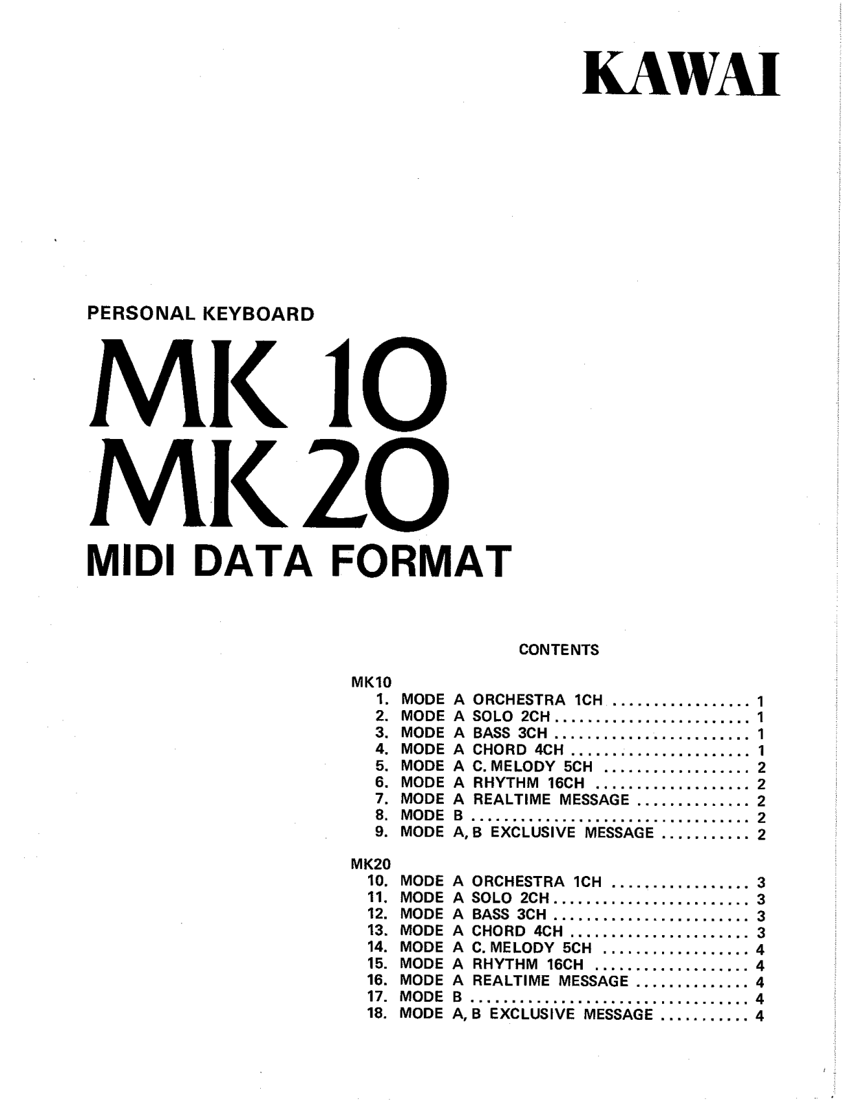 Kawai MK10 Data Format