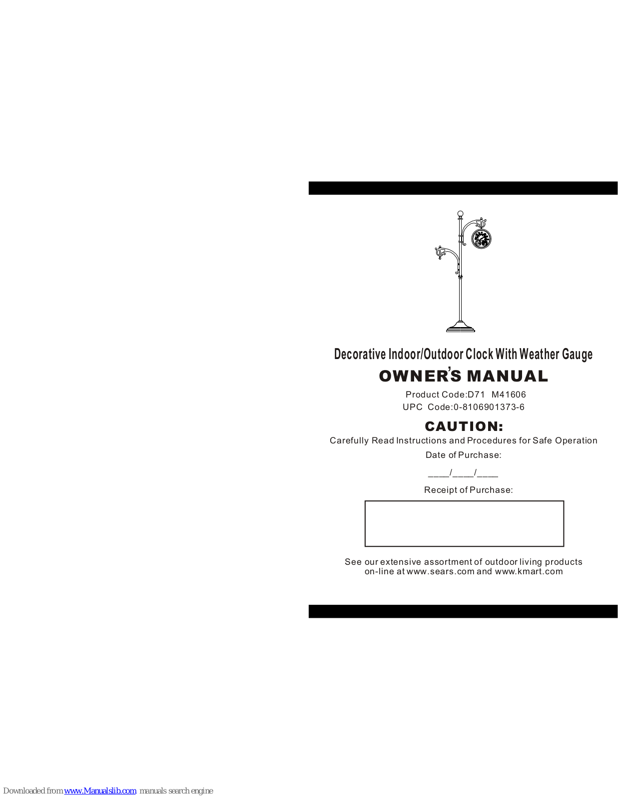 Sears D71 M41606 Owner's Manual