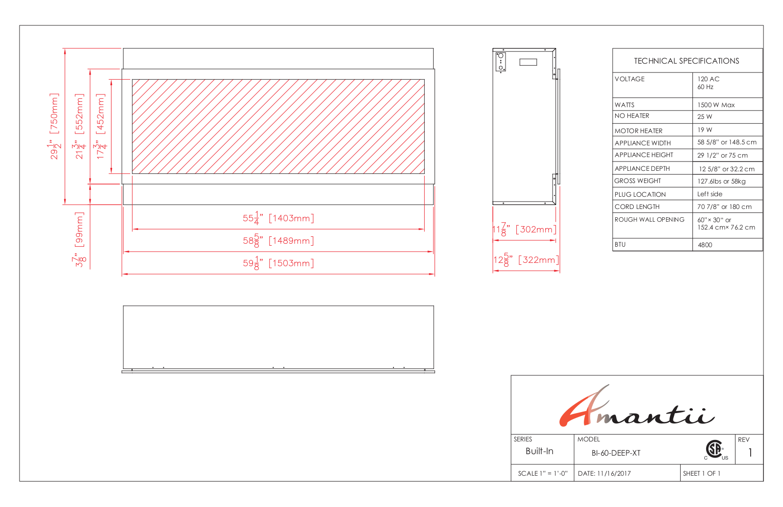 Amantii BI60DEEPXT Specifications