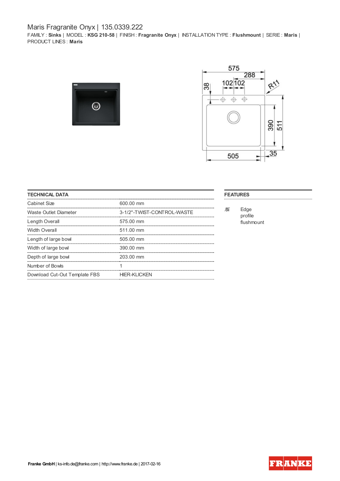 Franke 135.0339.222 Service Manual