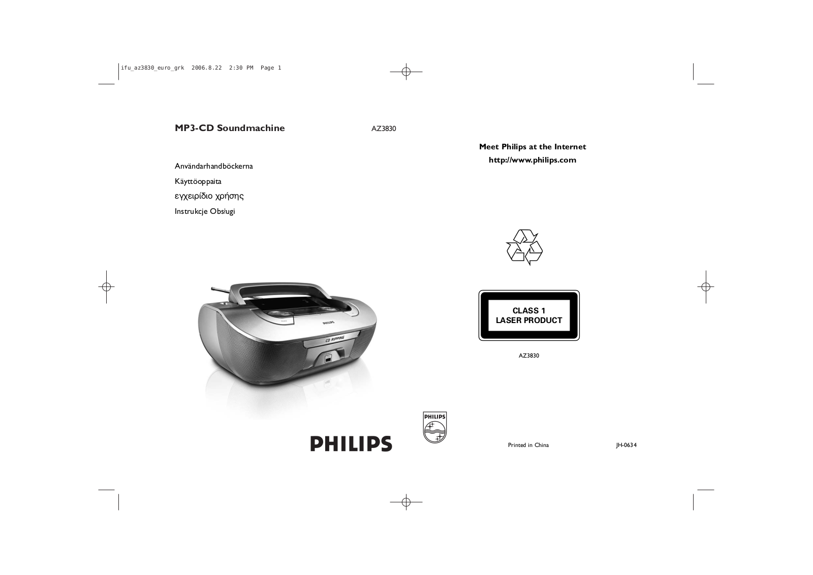 Philips AZ3830 User Manual