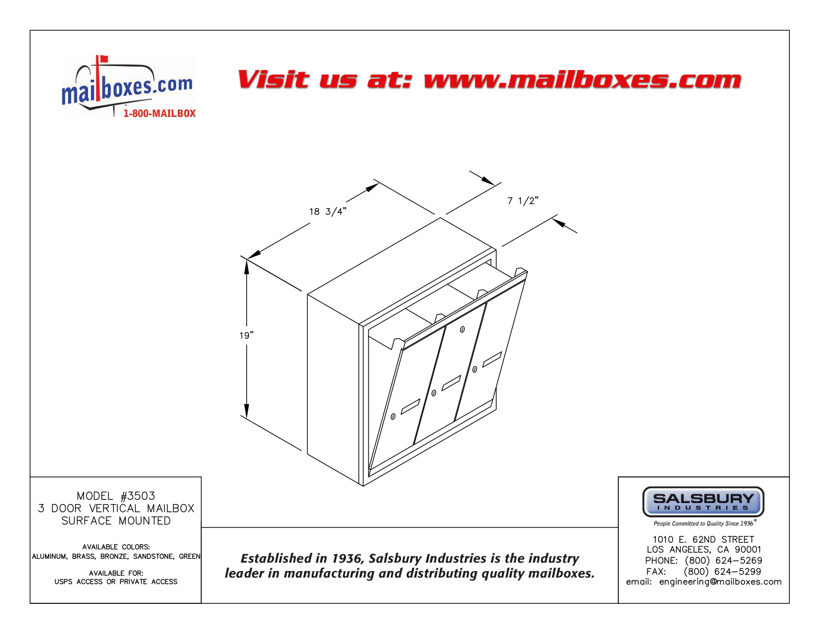 Salsbury Industries 3503ZSU, 3503ASP, 3503ASU, 3503BSP, 3503BSU User Manual