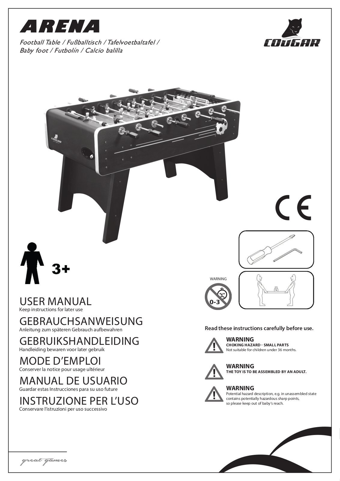 COUGAR BY PRAGMA Arena Assembly instructions