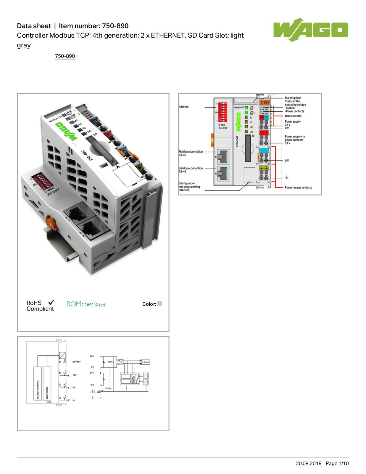 Wago 750-890 Data Sheet