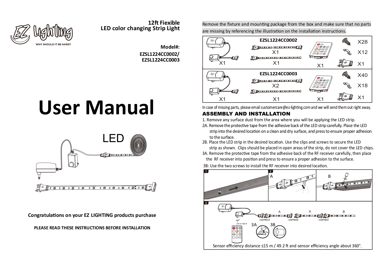 EZ Lighting EZSL1224CC0002, EZSL1224CC0003 User Manual