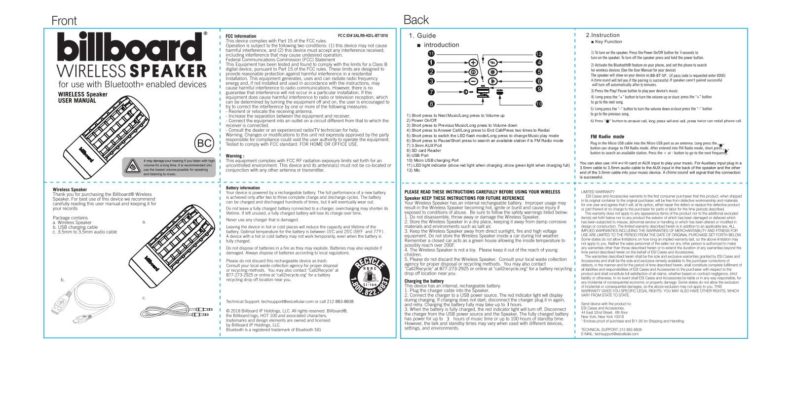 G KINDLY ELECTRONIC KDL BT1810 User Manual