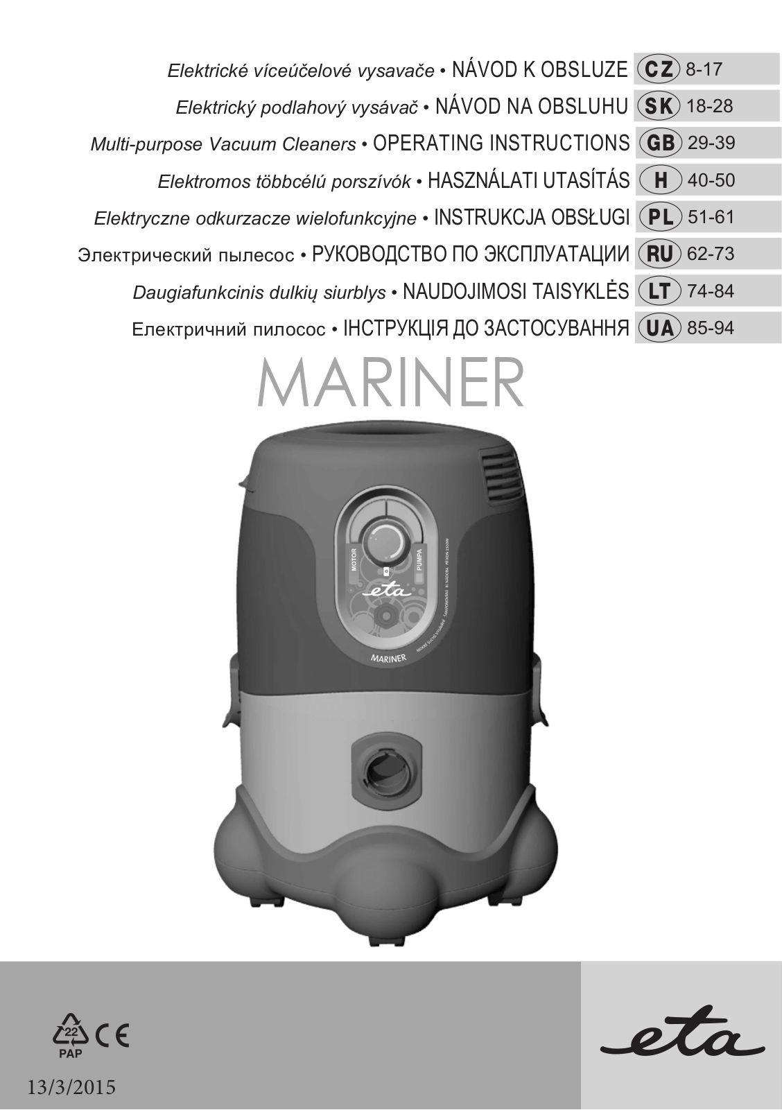 ETA 2865 80000 User Manual