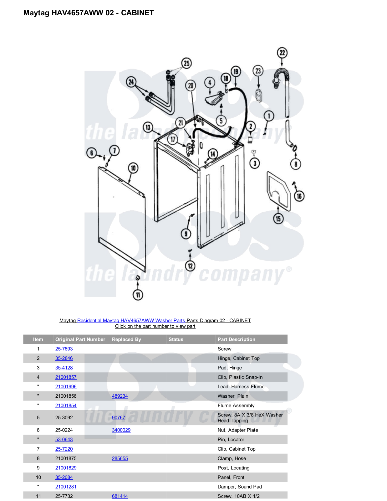 Maytag HAV4657AWW Parts Diagram