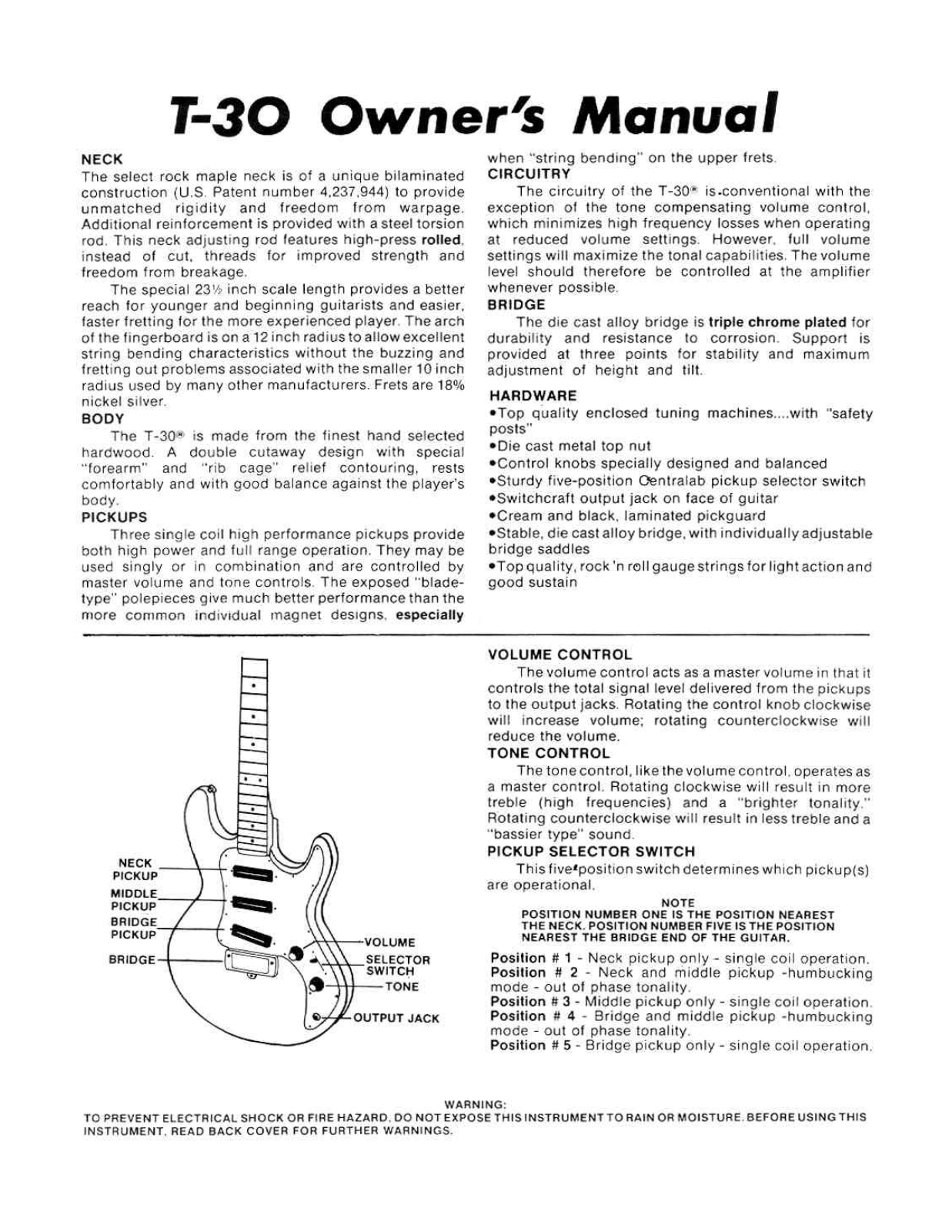 Peavey T-30 User Manual