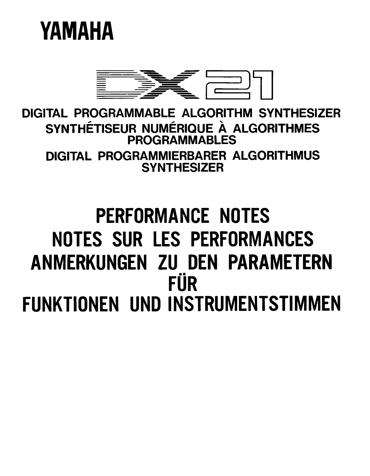 Yamaha DX21, DX21E2 User Manual