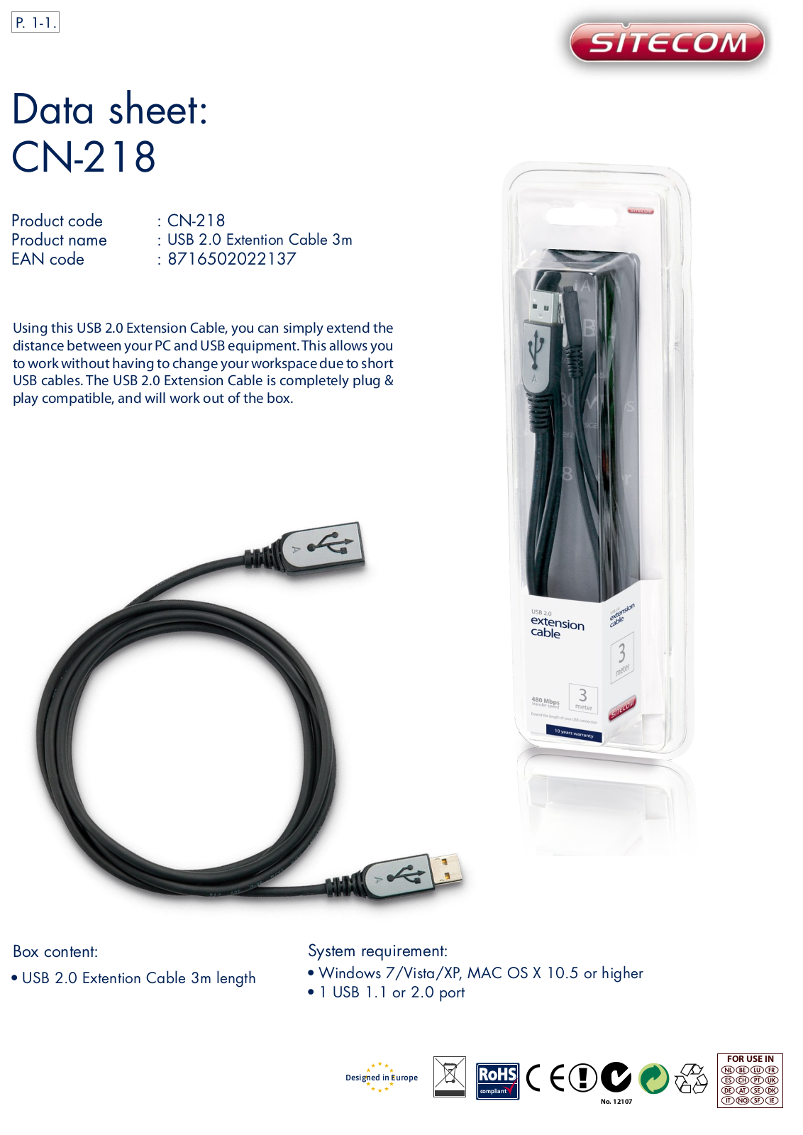 Sitecom CN-218 DATASHEET - ManualMachine.com