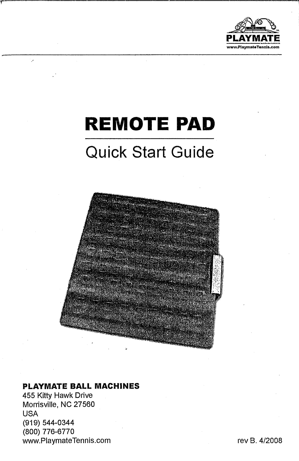 Playmate Remote Pad Quick Start Manual - ManualMachine.com