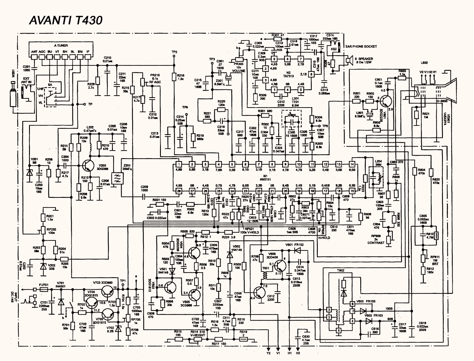 Avanti T430 BW Schematic