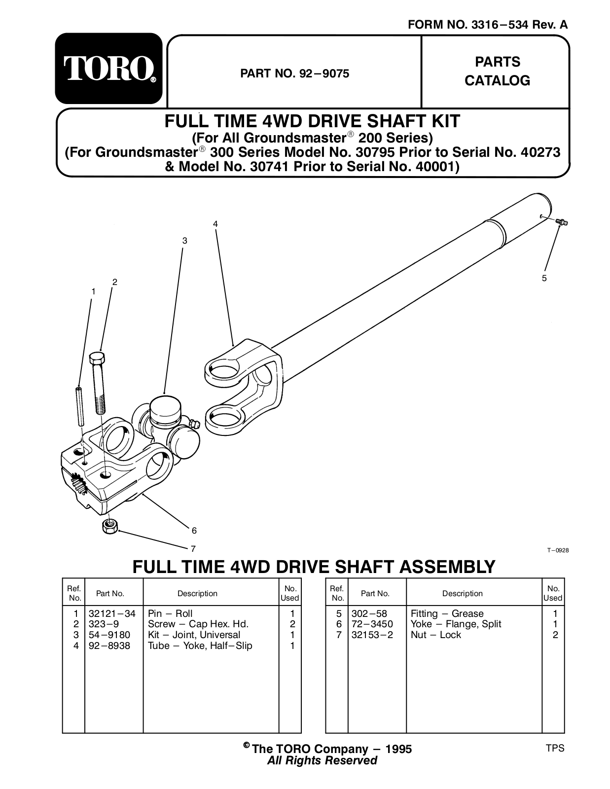 Toro 92-9075 Parts Catalogue