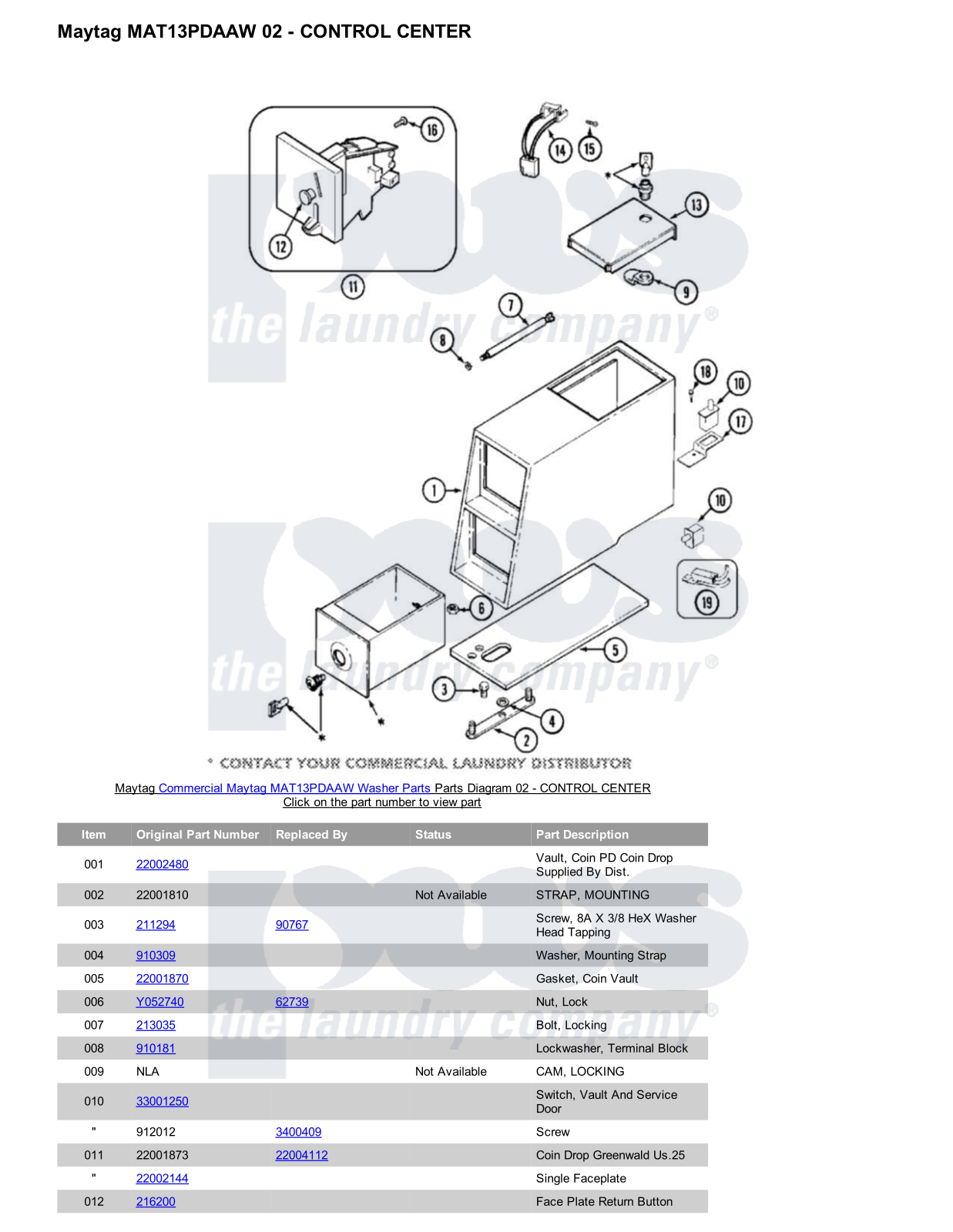 Maytag MAT13PDAAW Parts Diagram