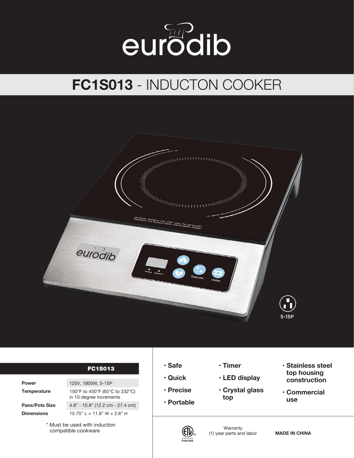 Eurodib FC1S013 Specifications