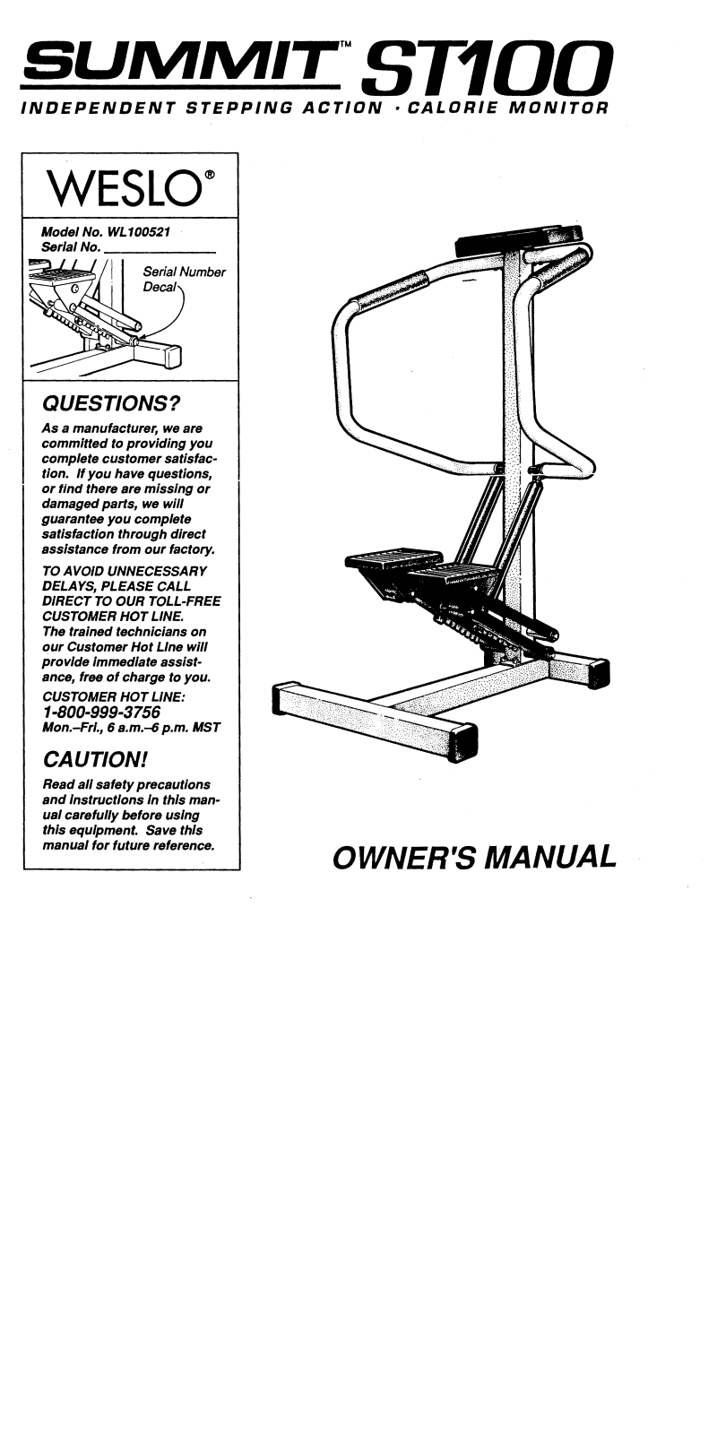 Weslo WL100521 Owner's Manual