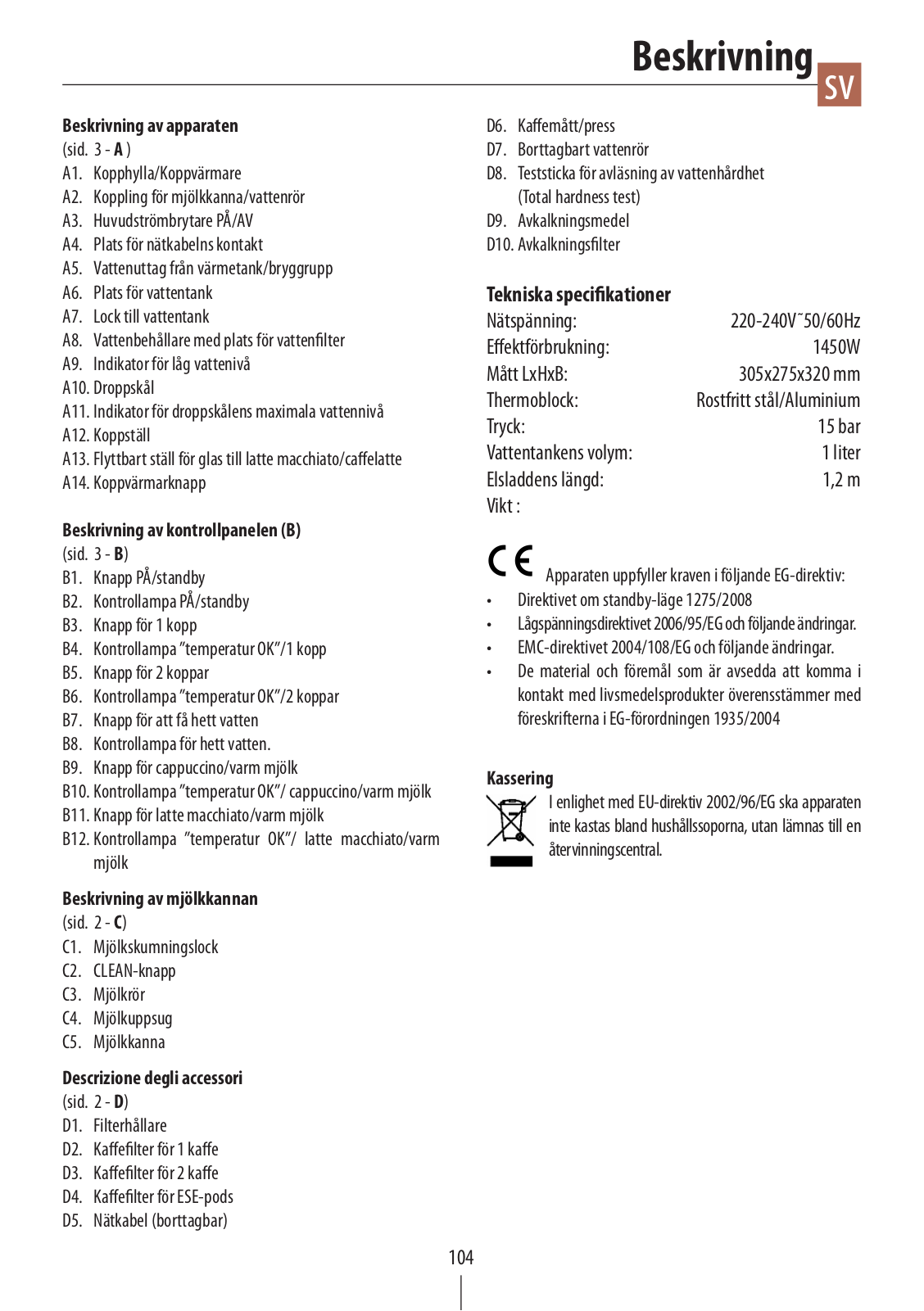 Delonghi EC860.M Instruction manuals