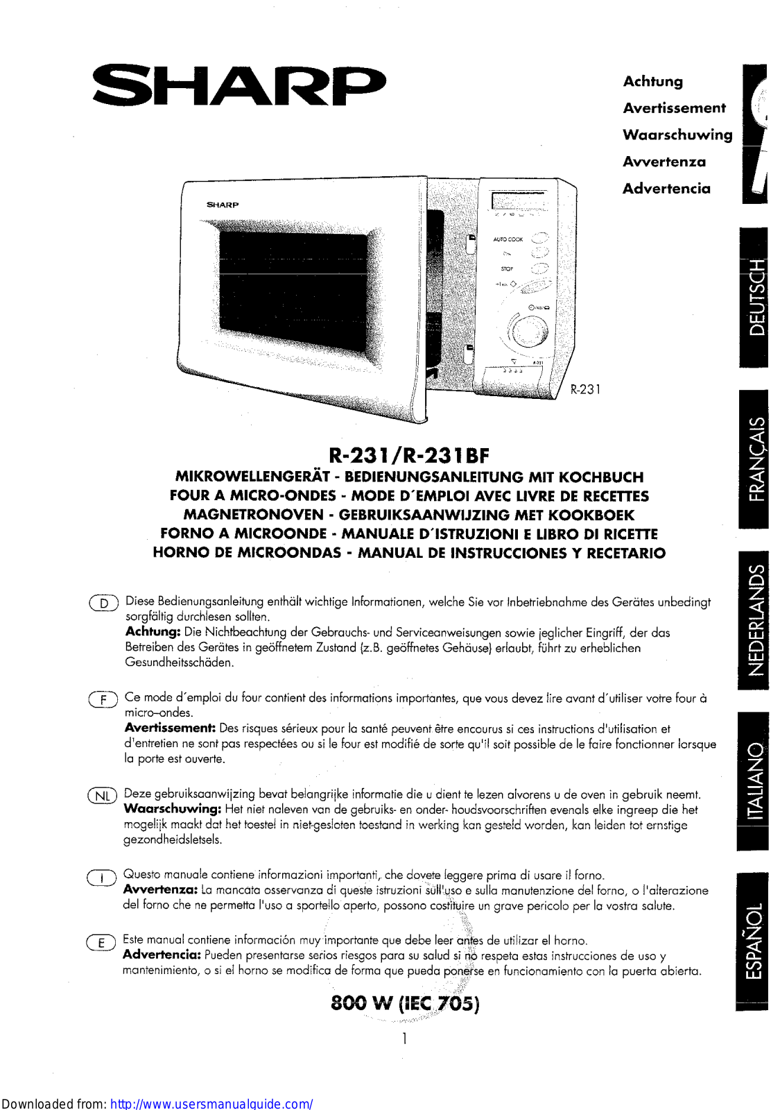 SHARP R-231, R-231BF User Manual