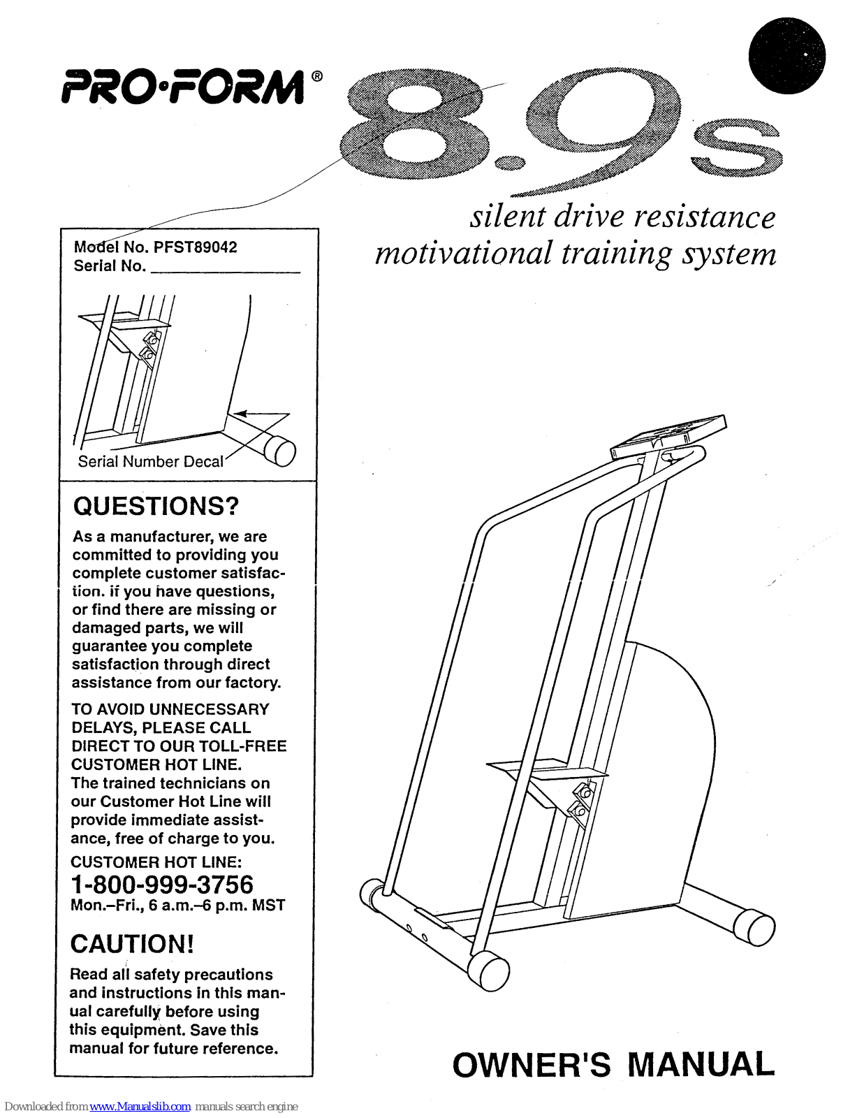 Pro-Form 8.9s, PFST89042 User Manual