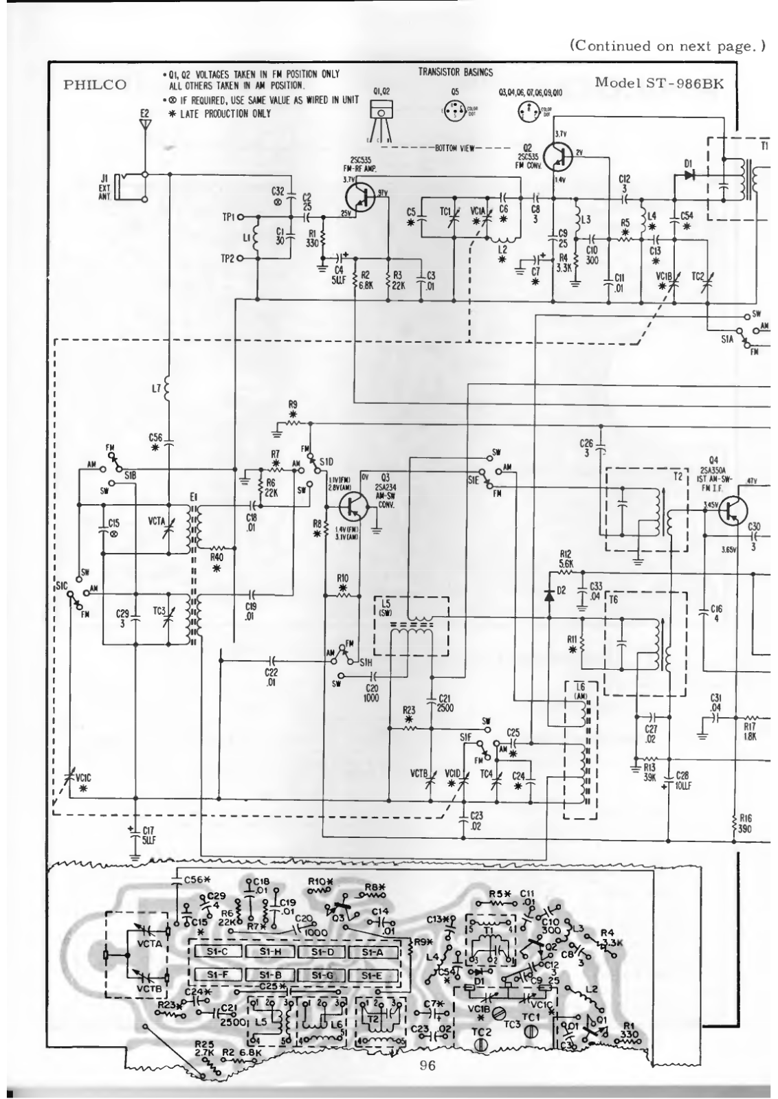 Philco ST-986BK Schematic