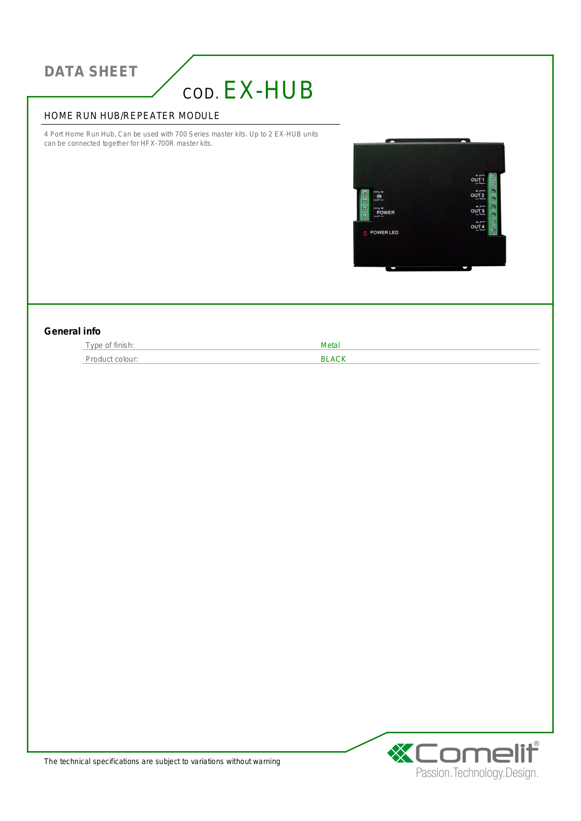 Comelit EX-HUB Specsheet