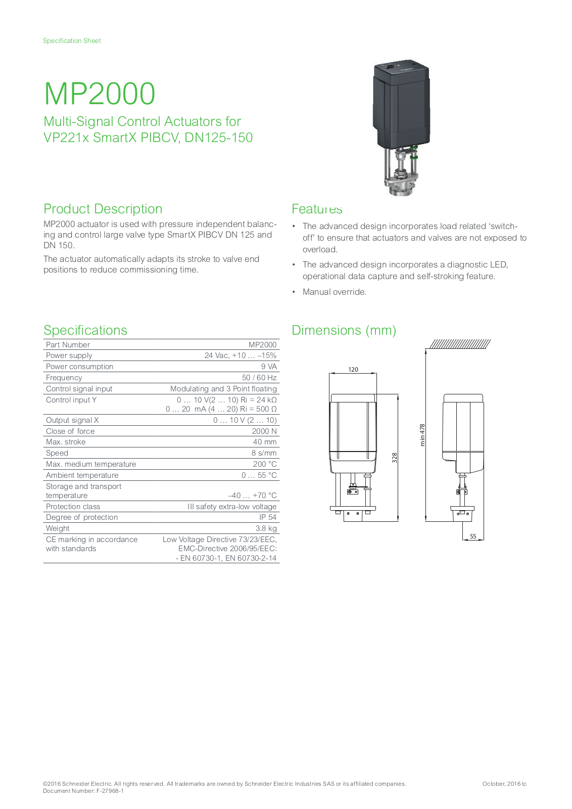Schneider Electric MP2000 Specification Sheet - ManualMachine.com
