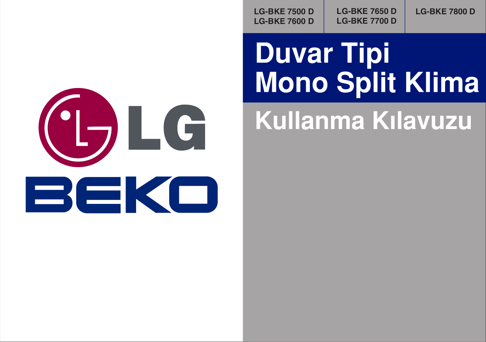 Beko LG-BKE 7600 D, LG-BKE 7650 D, LG-BKE 7700 D, LG-BKE 7800 D User manual