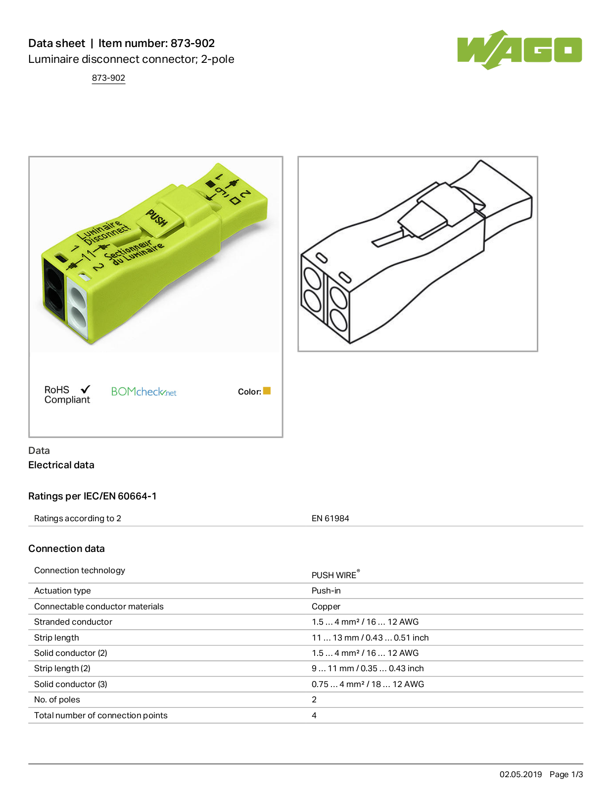 Wago 873-902 Data Sheet