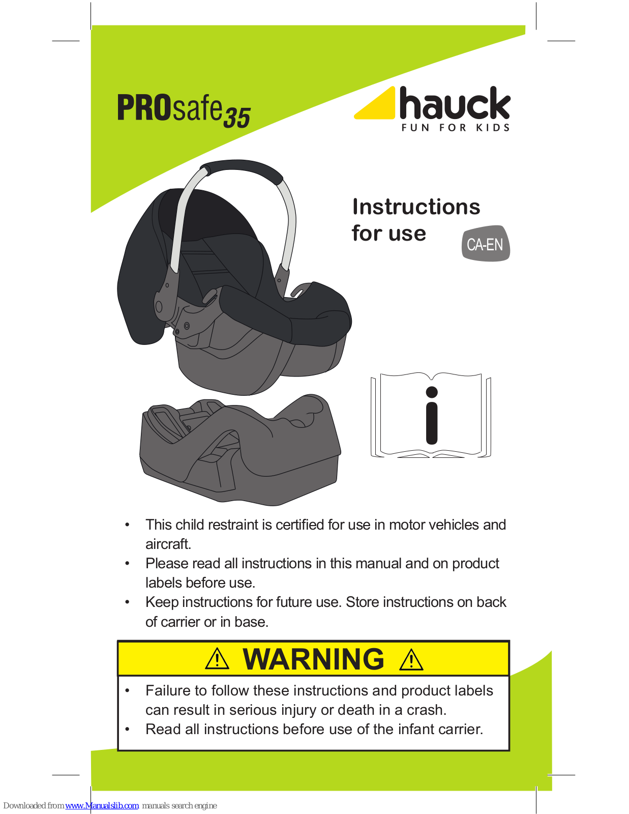 Hauck prosafe 35 Instructions For Use Manual