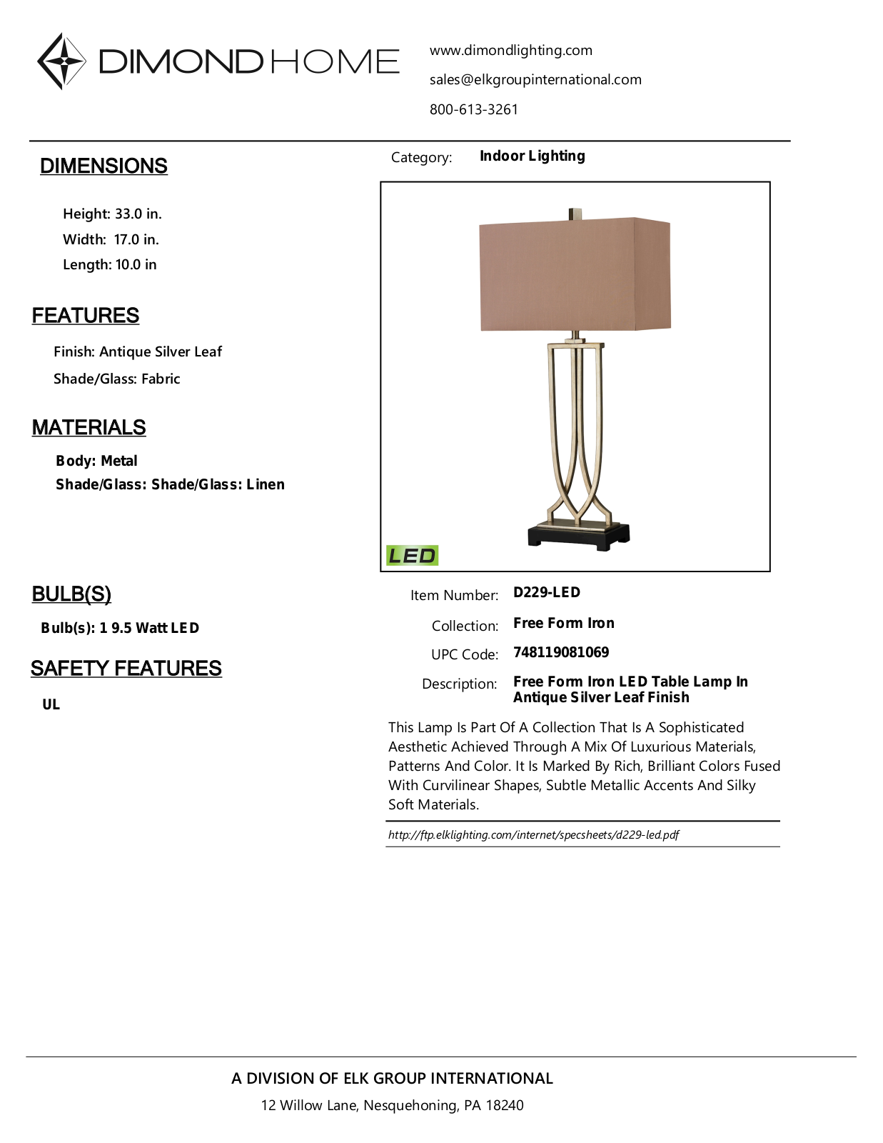 ELK Home D229LED User Manual