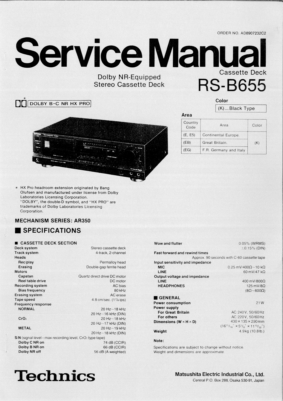 Technics RSB-655 Service manual