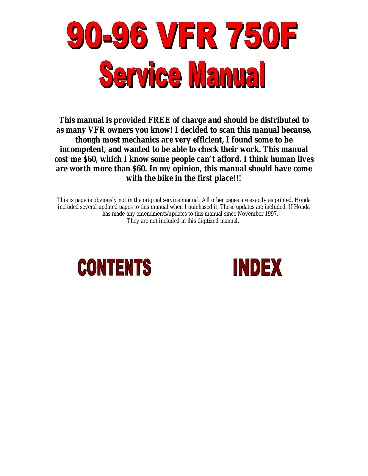 Honda VFR750F (1990-1996) User Manual